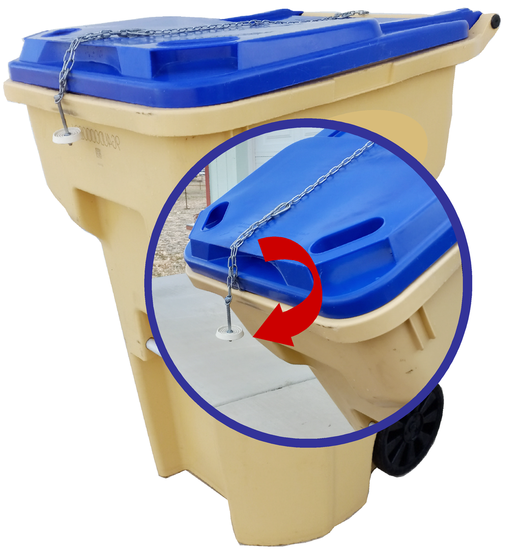 Gravity Enforced Trash Can Lid Lock | Windproof & Animal Resistant
