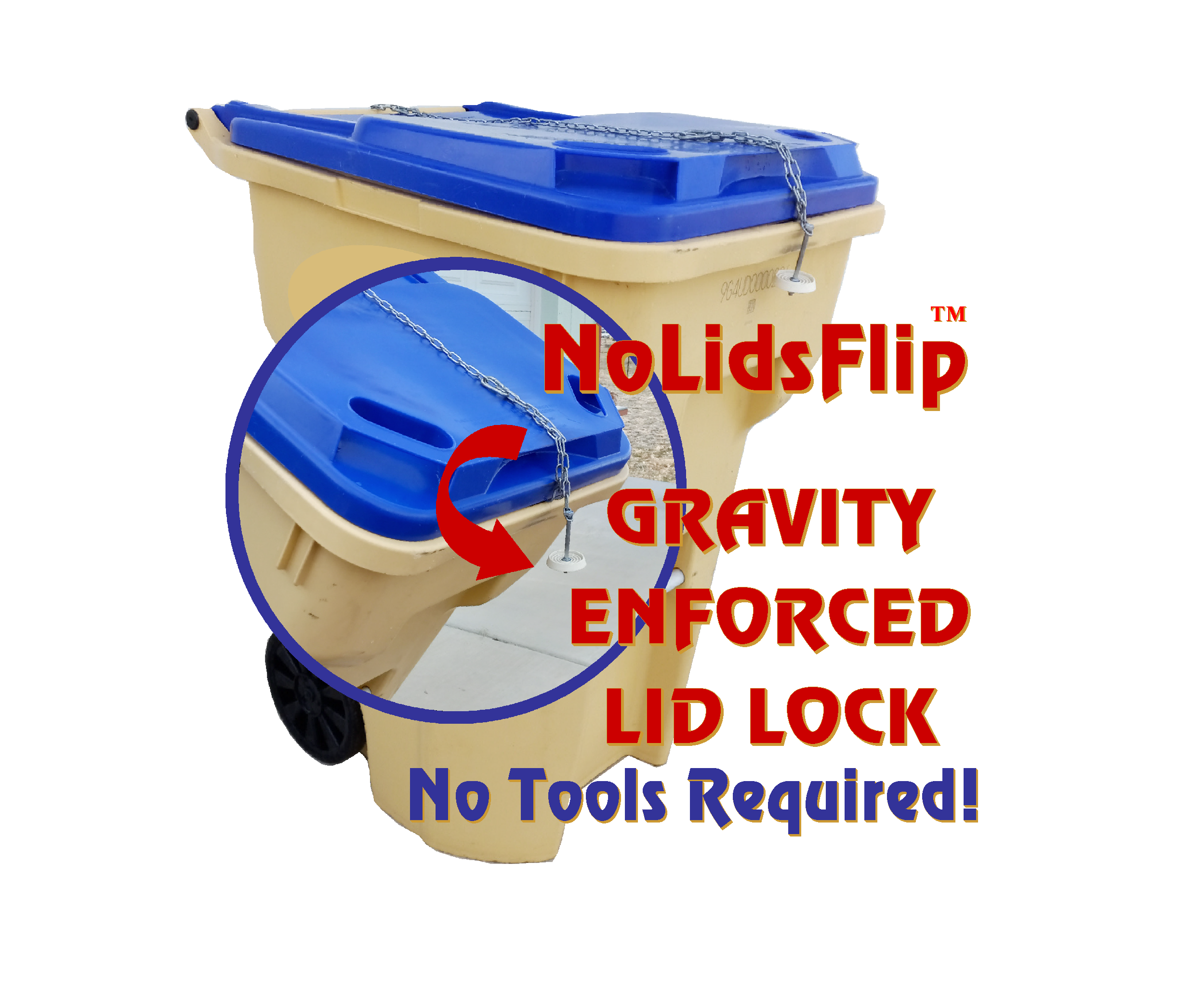 Gravity Enforced Trash Can Lid Lock | Windproof & Animal Resistant