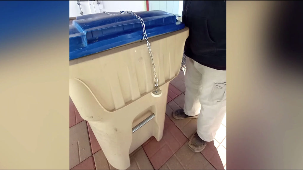 Gravity Enforced Trash Can Lid Lock | Windproof & Animal Resistant